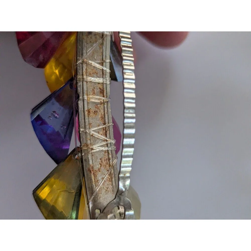 Vtg 80s Lucite Hair Barrette Clips Lot Of 3 Fancy Disco Rainbow Black Clear EUC